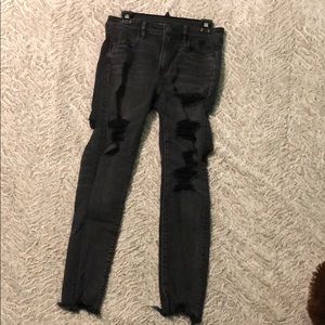 American Eagle Super Stretch Black Ripped Jeans
